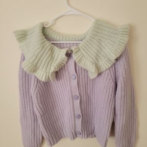 Color Block Big Lapel Knit Cardigans